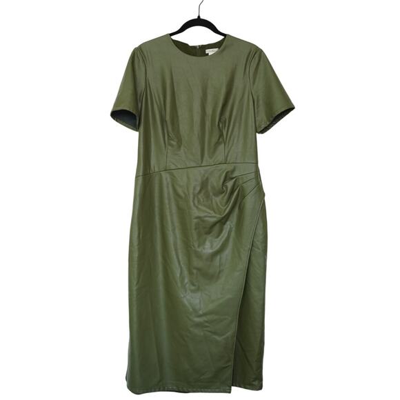 Shoshanna Green Faux Leather Rhea Dress Sz 12 - Picture 6 of 9